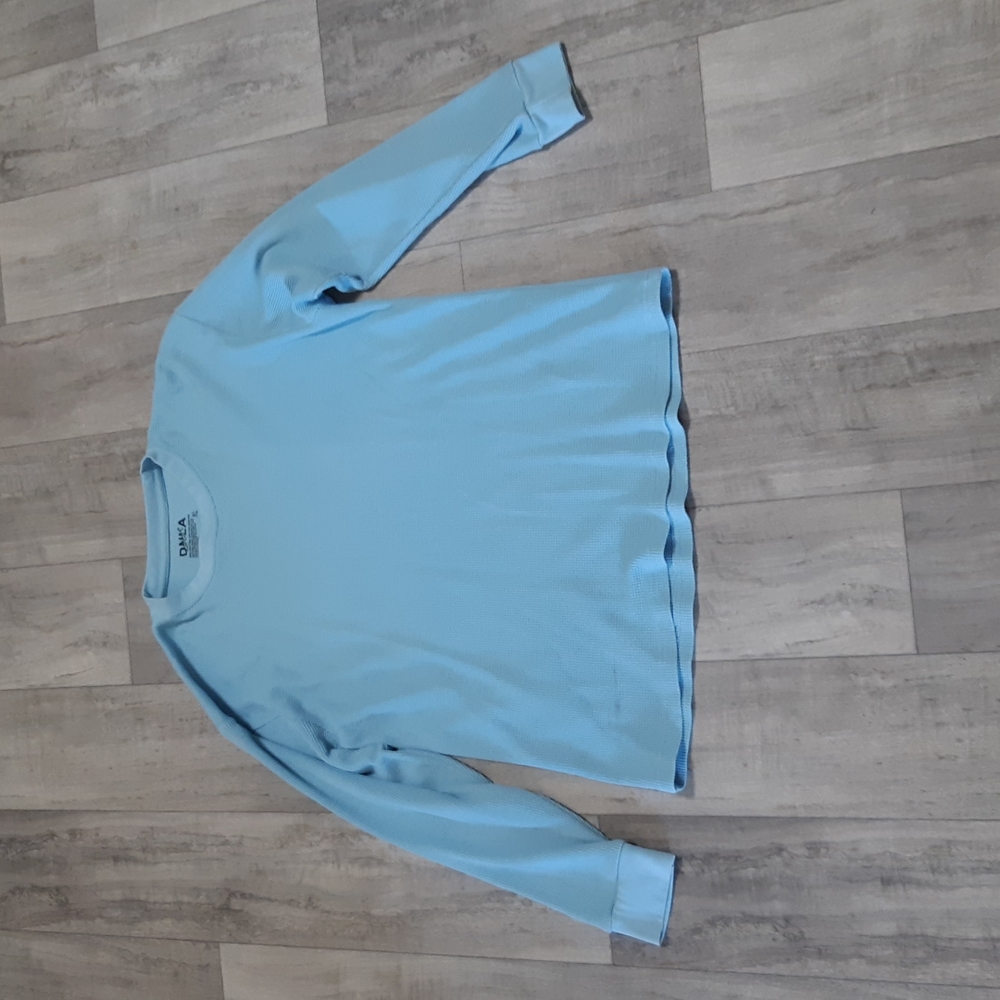 Mens Shirt Sz XL Soft Blue Thermal long sleeve Tshirt b45